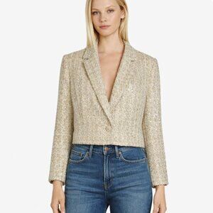 Gianni Bini Lissy Cropped Sequin Tweed Blazer Women’s Size 8 New With Tags